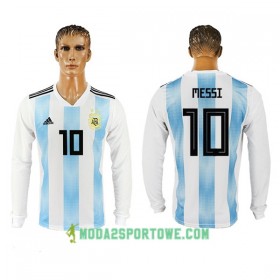 Koszulka Argentyna Messi 10 Mistrzostwa Świata 2018 Domowe Stroje Piłkarskie Długi Rękaw